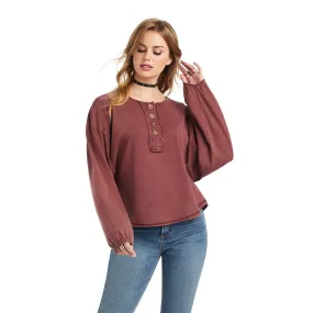 Ariat Women's Pinon Henley Top - Maroon