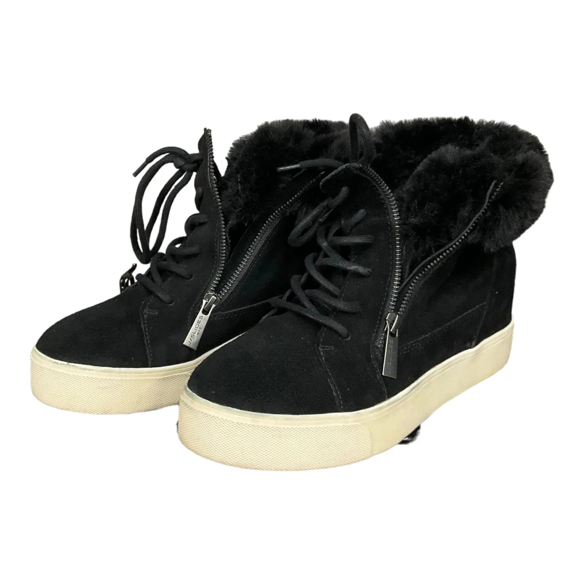 Black Boots Ankle Flats J Slides, Size 9