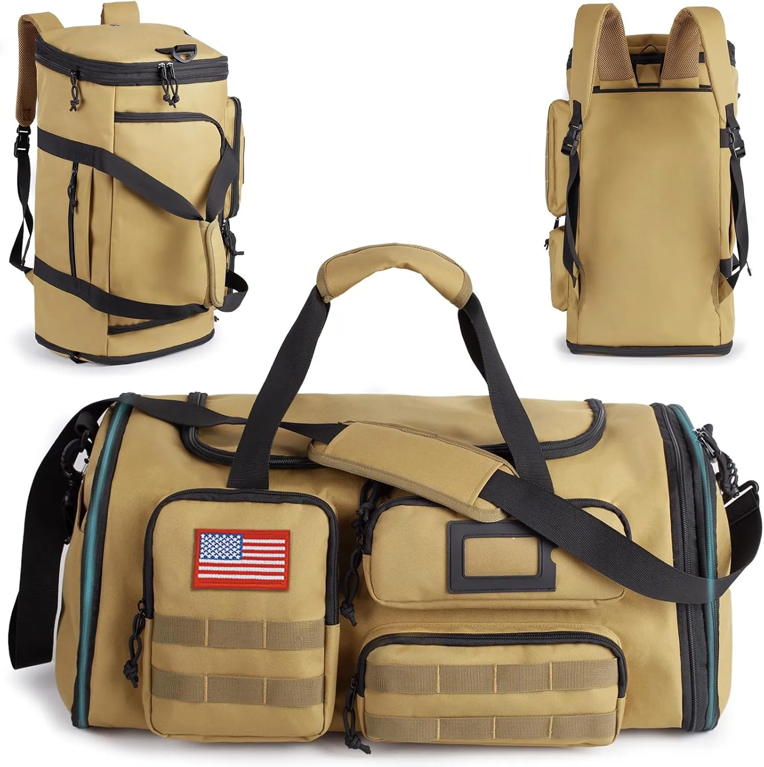 Expandable Gym Bag For Men,Tactical Large 3 in 1 Sports Duffle Bag With Shoes Compartment,Water Resistant Sports Gym Tote Bags Multi-functional Weekend Travel Backpack Overnight Bag
