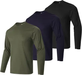 Facitisu Men Long Sleeve T Shirts Pack Quick Dry Athletic Running Activewear Workout Performance Tee Shirts
