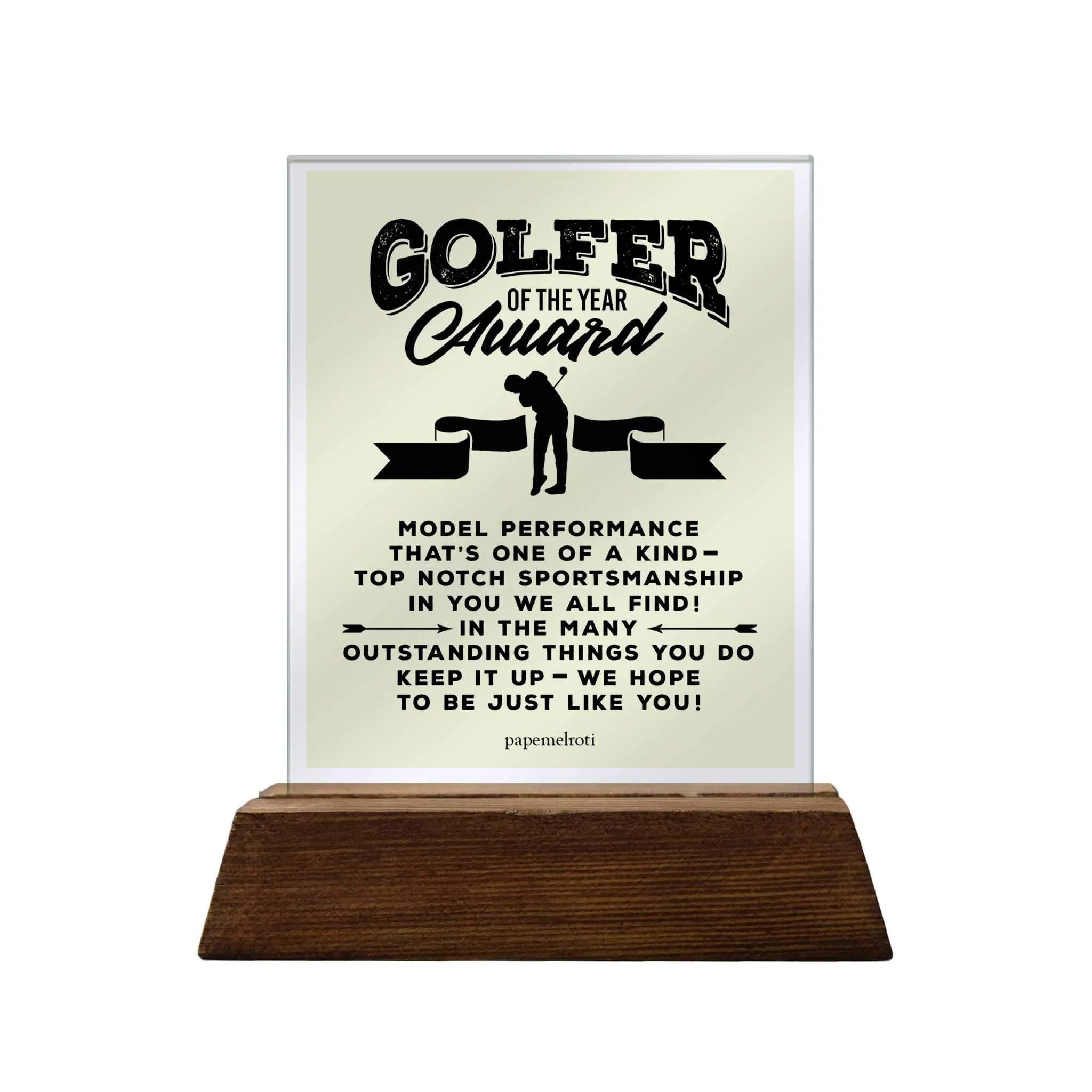 Golfer of the Year Award Glass Plaque