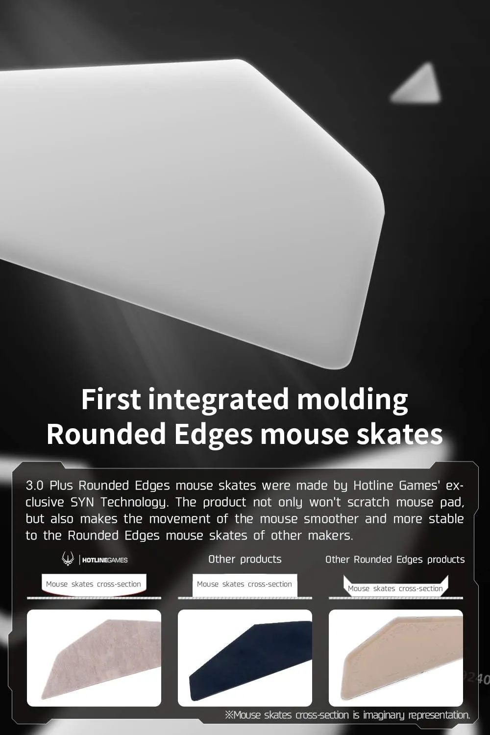 HOTLINEGAMES 2Sets 3.0 Plus Rounded Curved Edges Mouse Feet Skates Compatible with Ninjutso Sora/Sora V2 Gaming Mouse feet Replacement (0.8mm, Smooth, PTFE) Pro Performance Upgrade