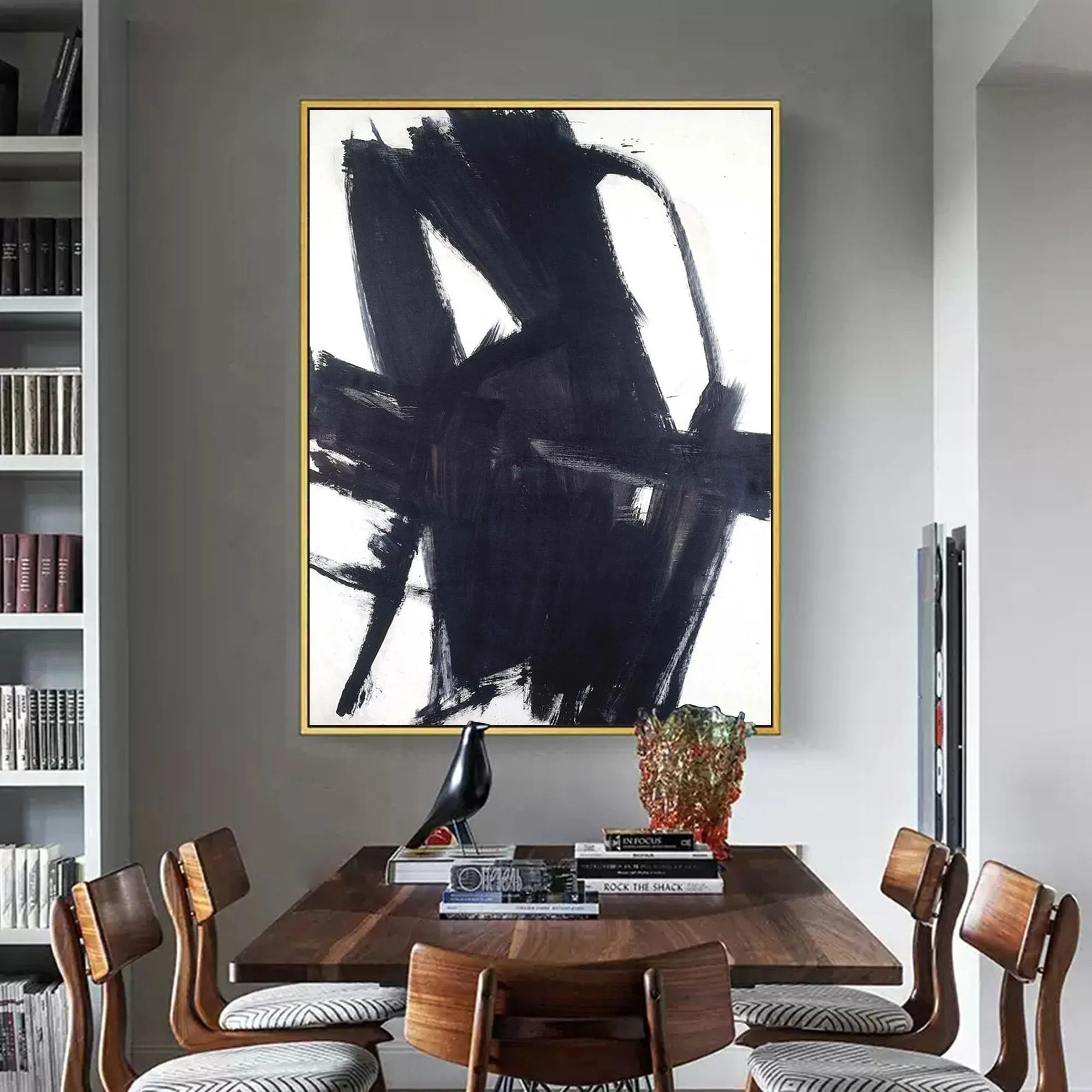 Large Black and White Painting Minimalist Painting Op064