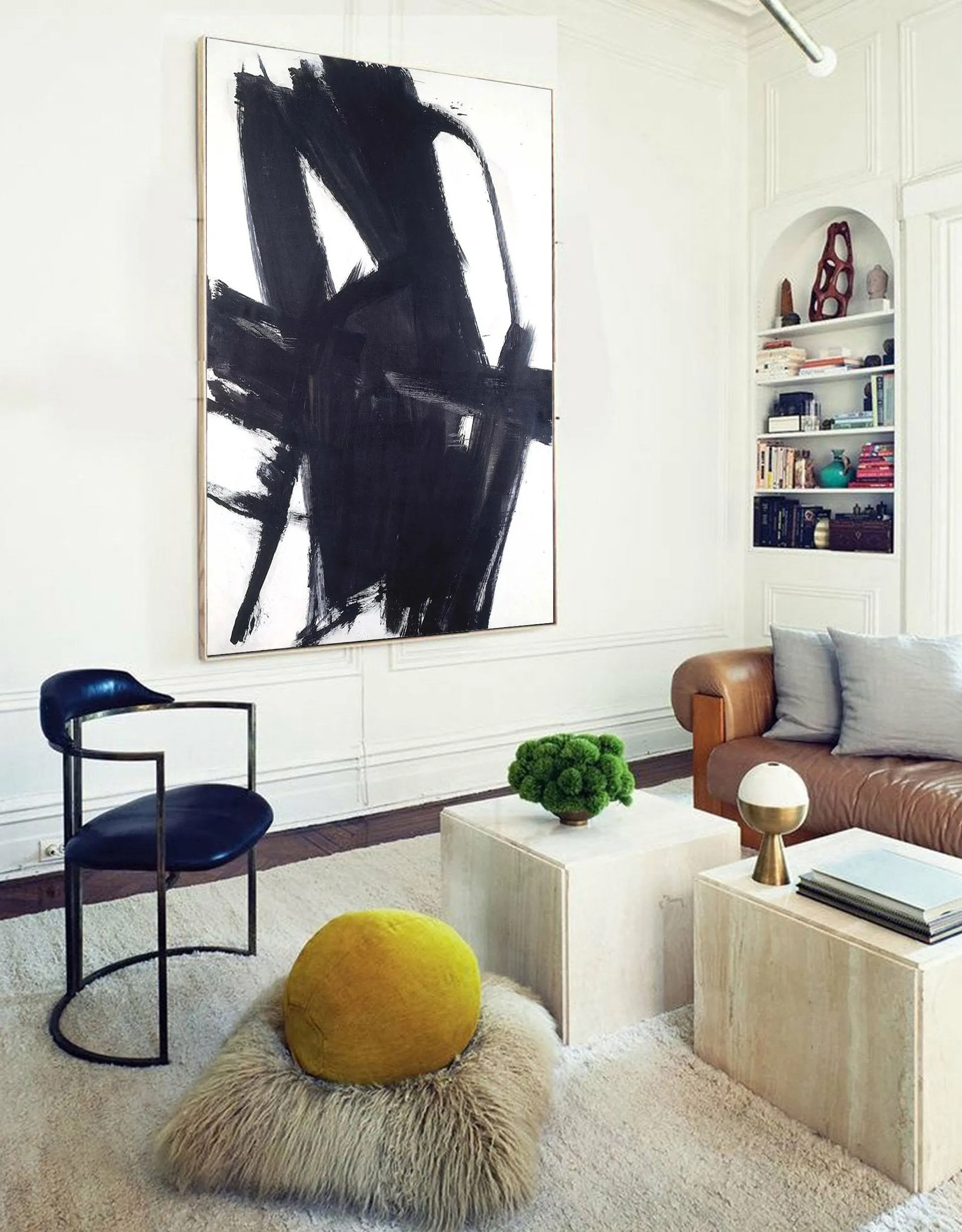 Large Black and White Painting Minimalist Painting Op064
