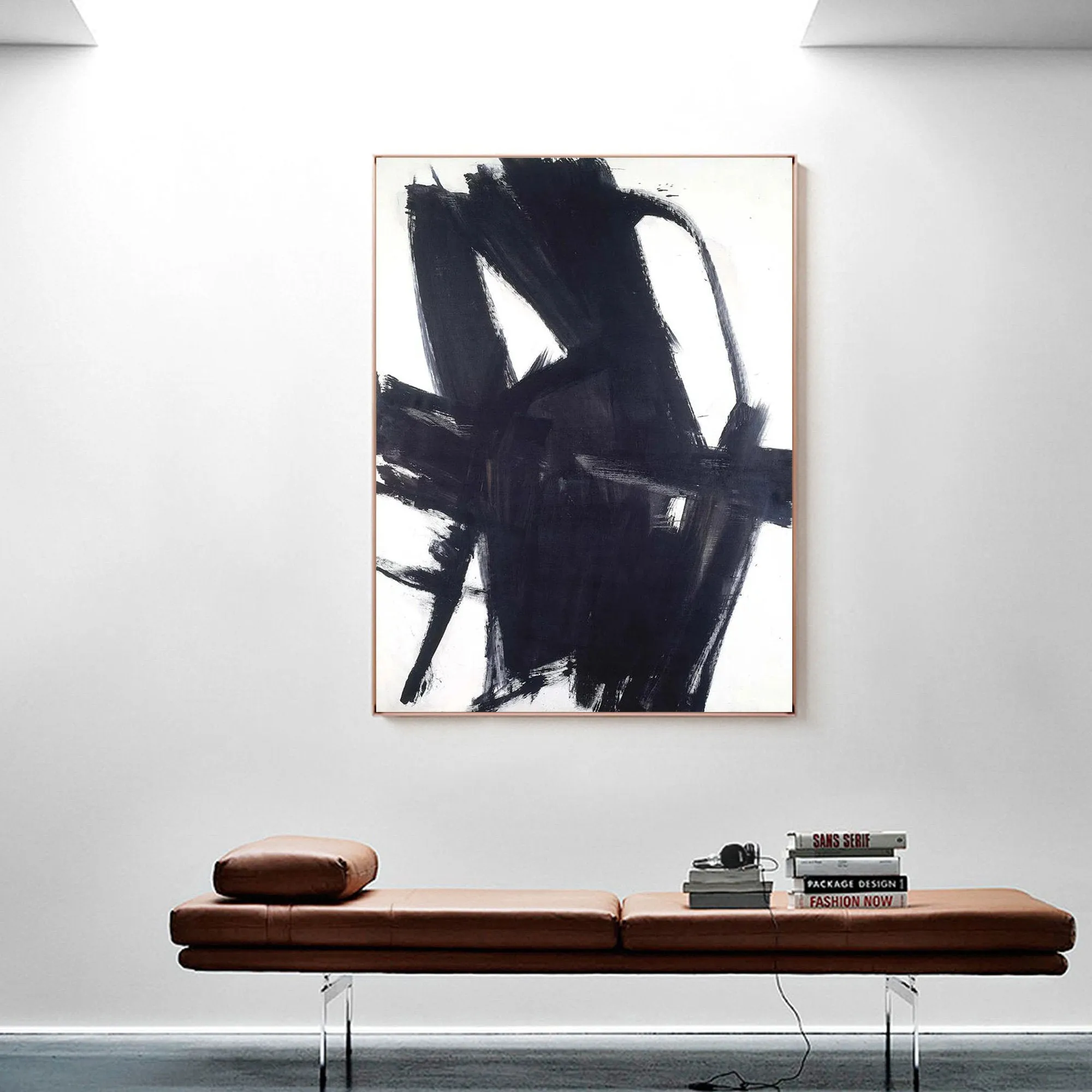Large Black and White Painting Minimalist Painting Op064