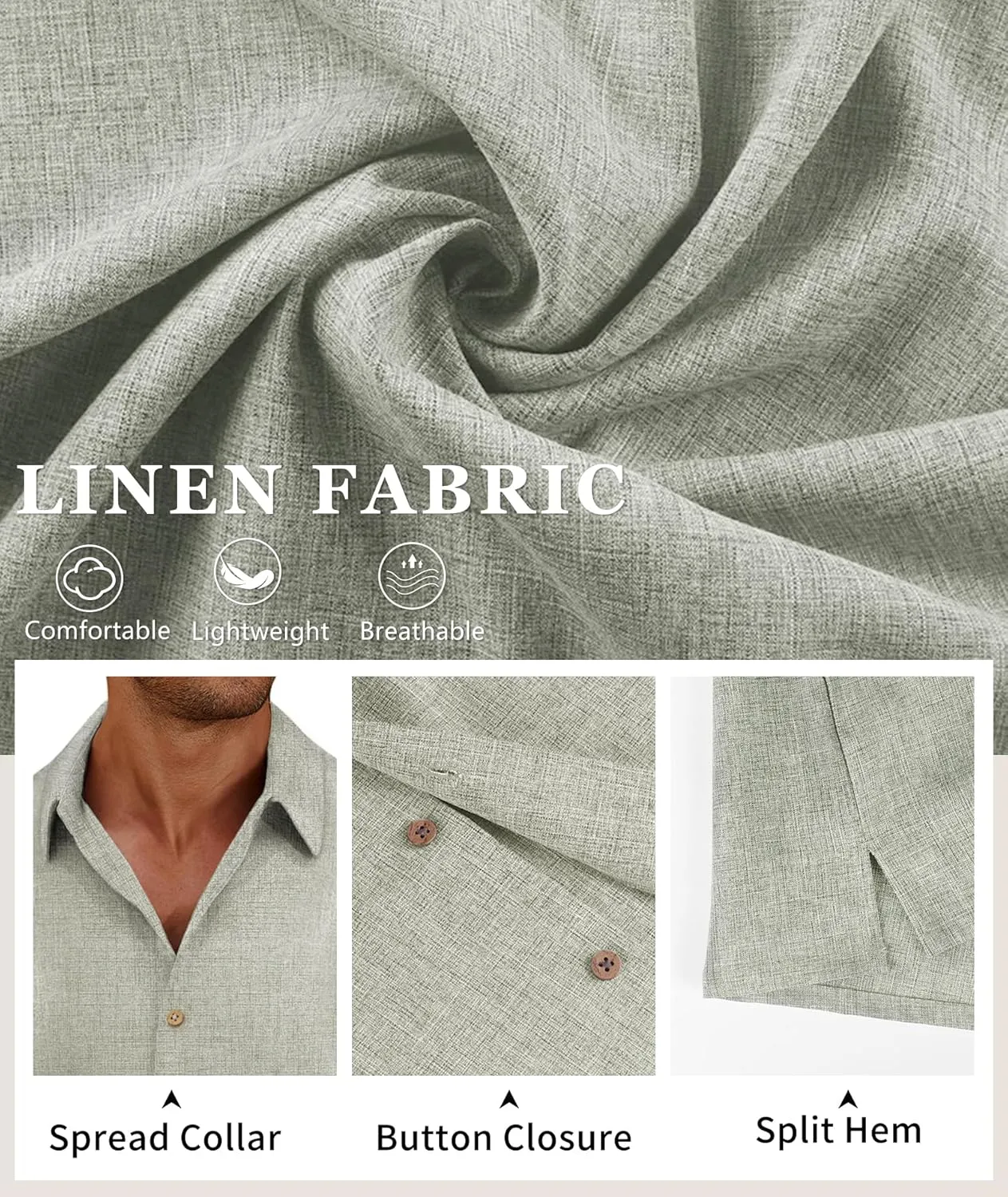 Linen Shirts for Men Casual Short Sleeve Button Down Shirt Cool Summer Beach Wedding Vacation Tops