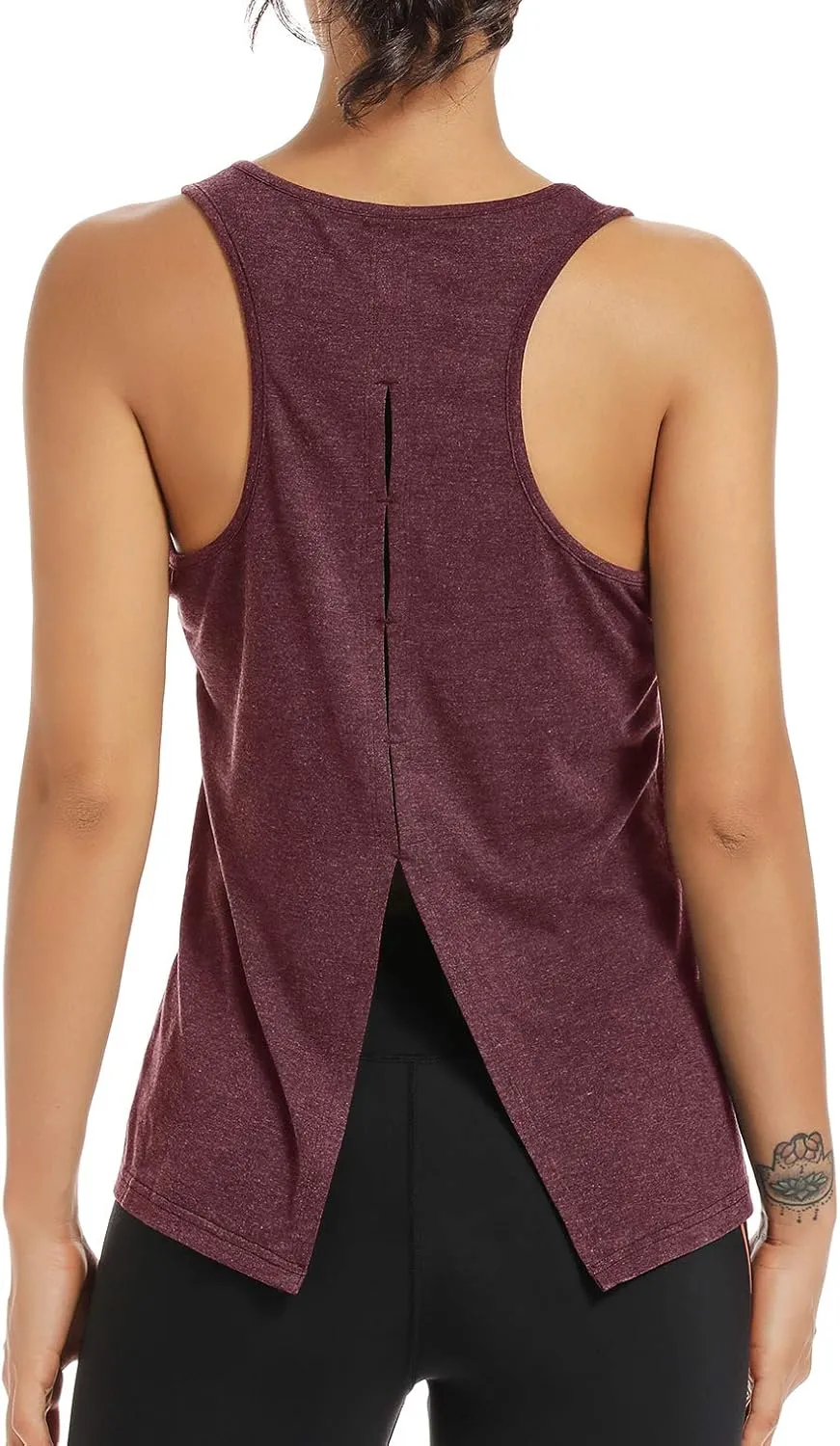 Muzniuer Womens Yoga Workout Tops-Cute Open Back Running Gym Activewear Sports Shirt for Women