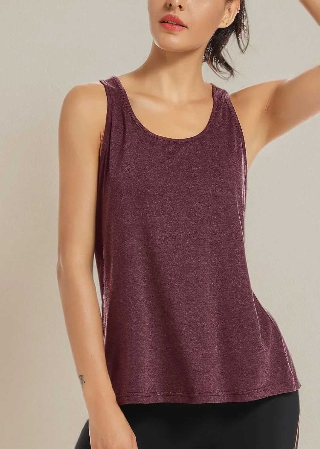 Muzniuer Womens Yoga Workout Tops-Cute Open Back Running Gym Activewear Sports Shirt for Women