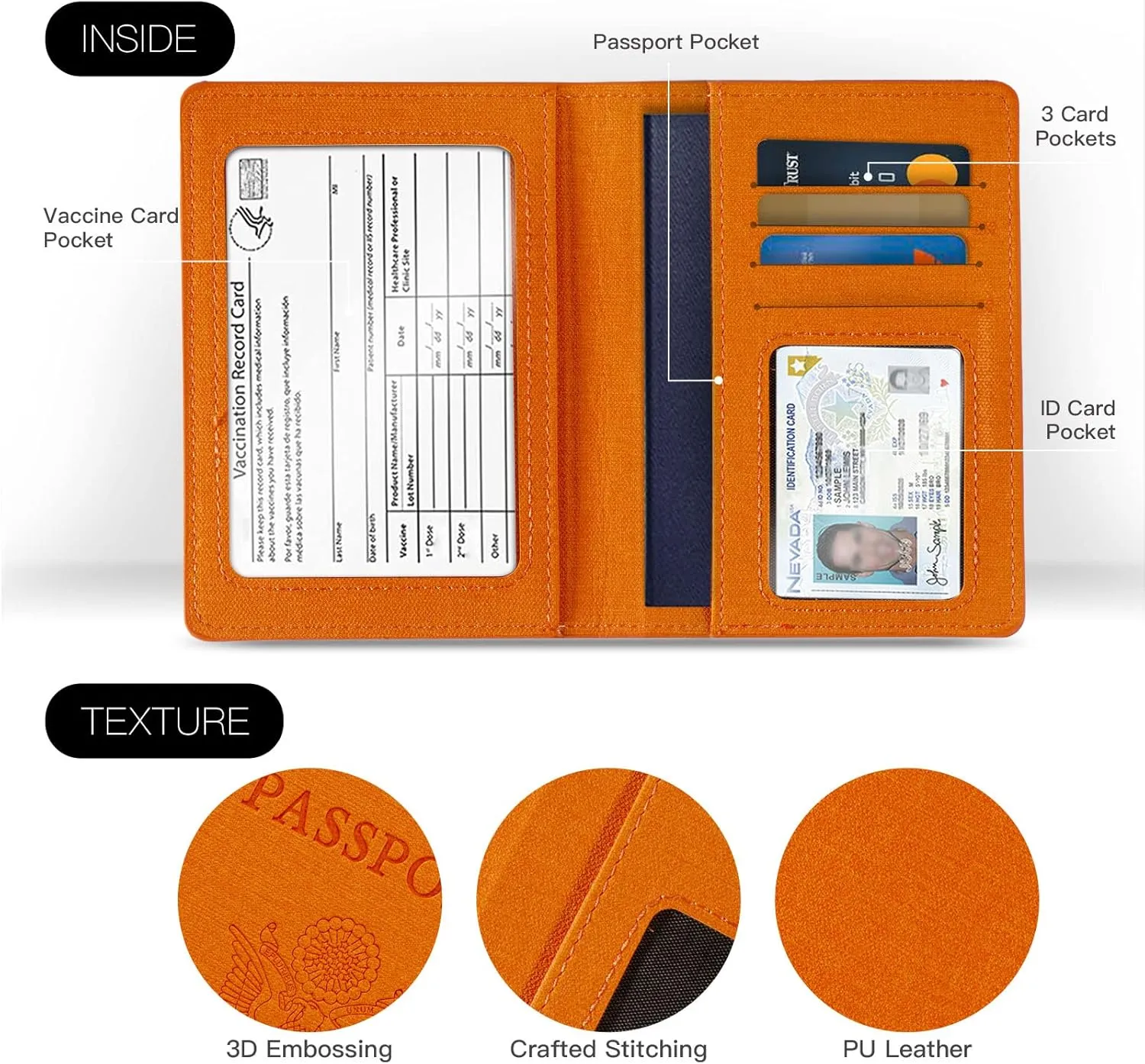 Passport Holder,Travel Accessories,Travel Gifts(Organge)