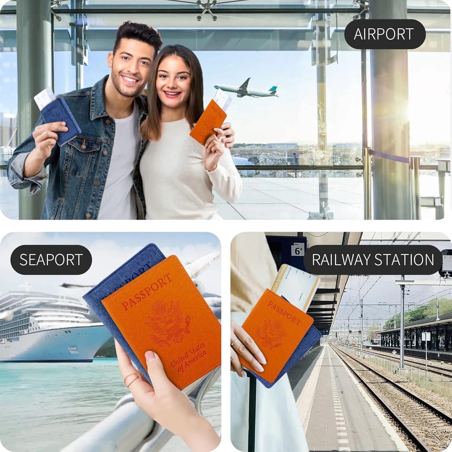 Passport Holder,Travel Accessories,Travel Gifts(Organge)