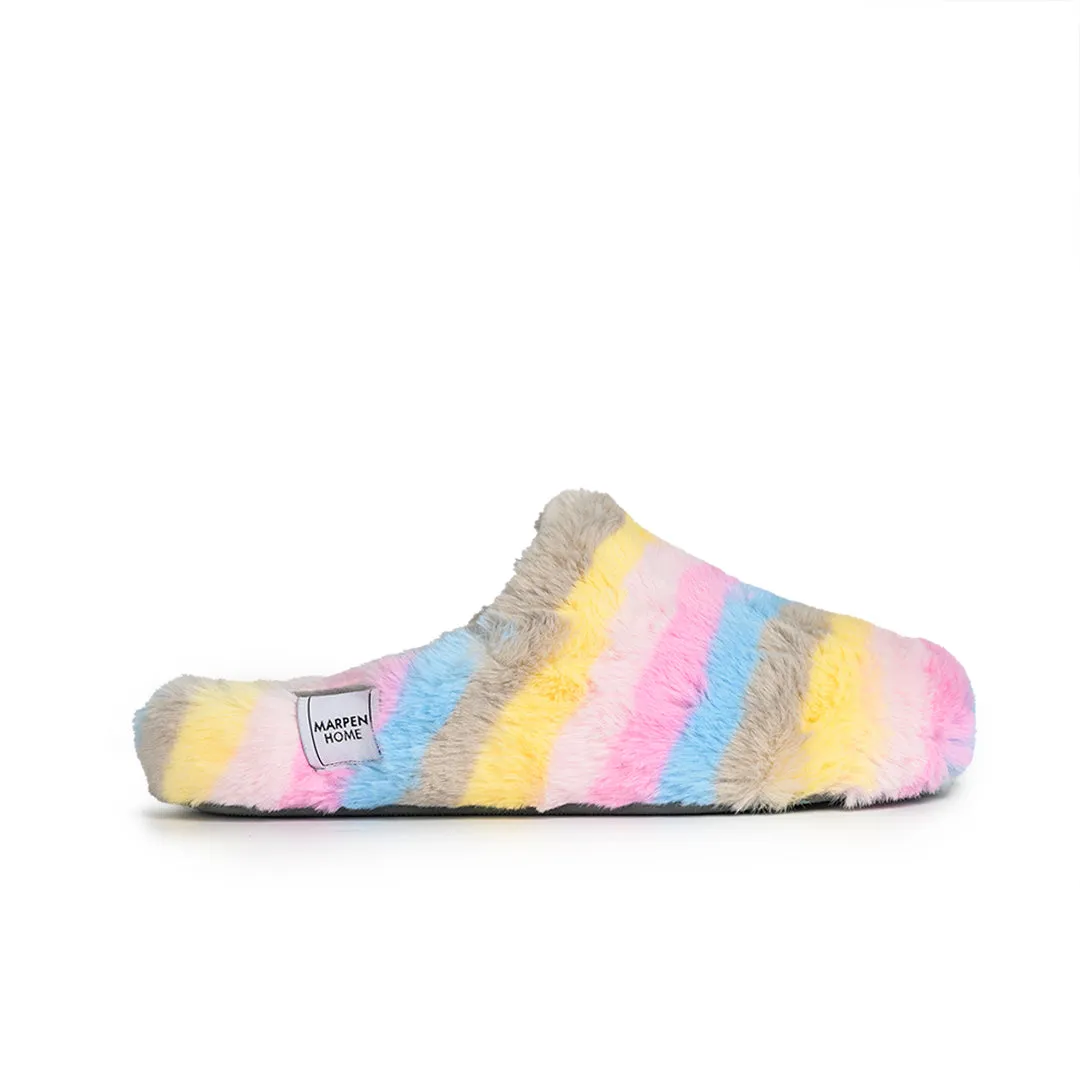 Slippers Rayas Soft Gris-Rosa