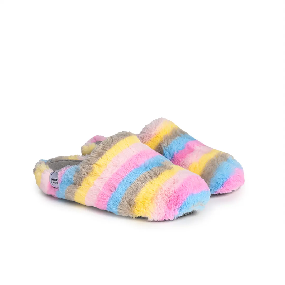 Slippers Rayas Soft Gris-Rosa