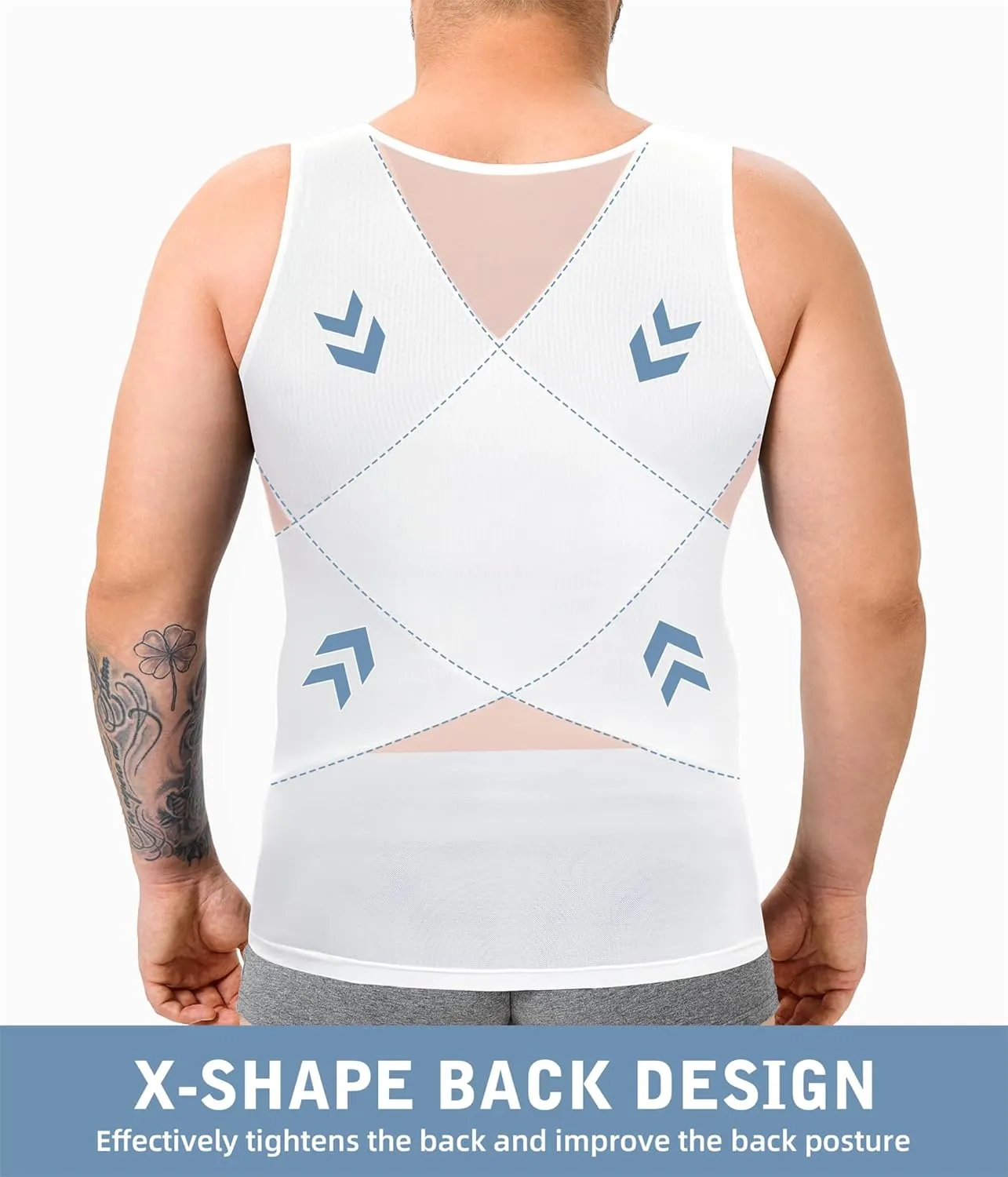 TAILONG Mens Compression Shirt Body Shaper Slimming Shirt Plus Size Gynecomastia Compression Tank Top