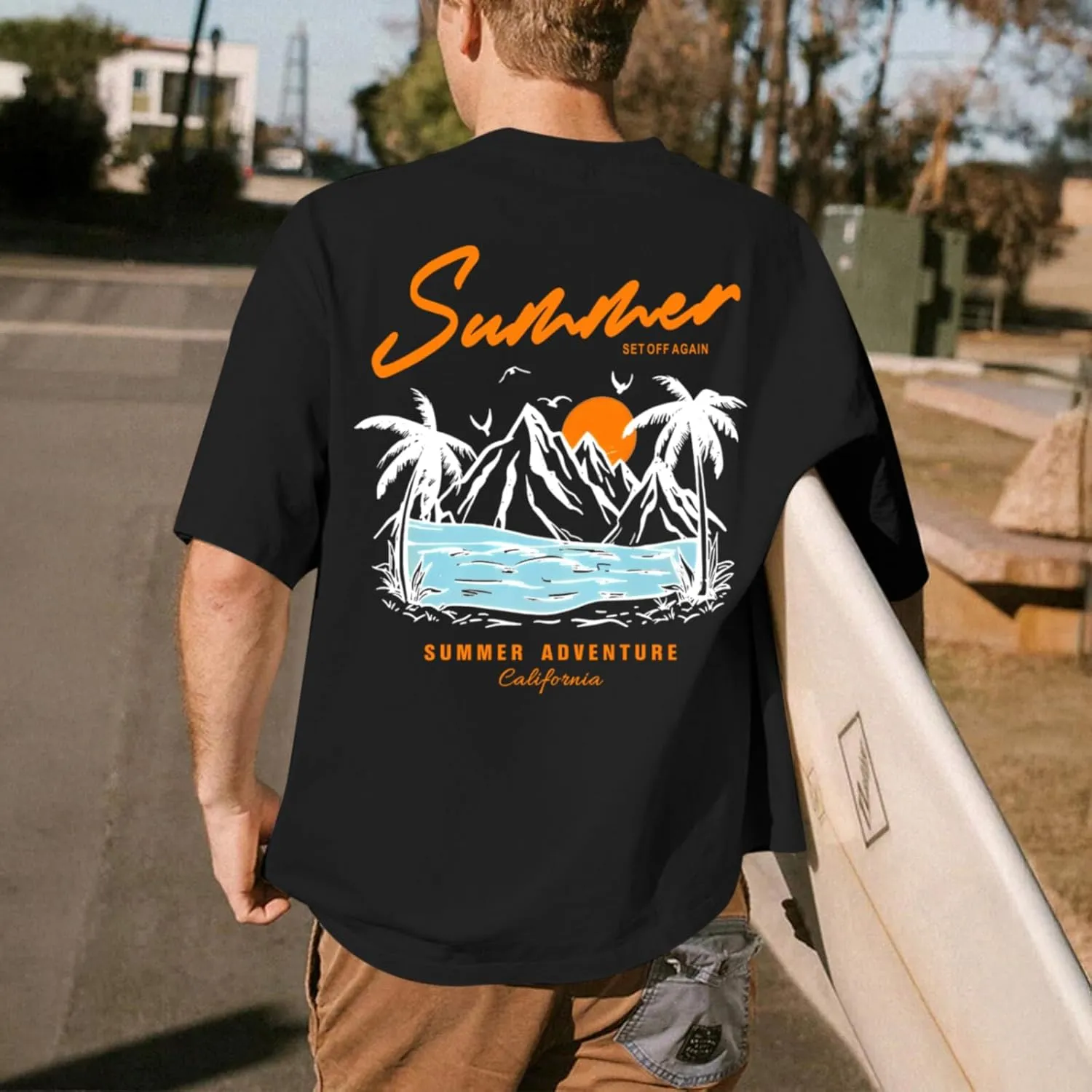 Tuislay Mens Graphic t-Shirts Casual Oversized Letter Print Beach Shirts Baggy Cotton Short Sleeve Tshirt Summer tee Top