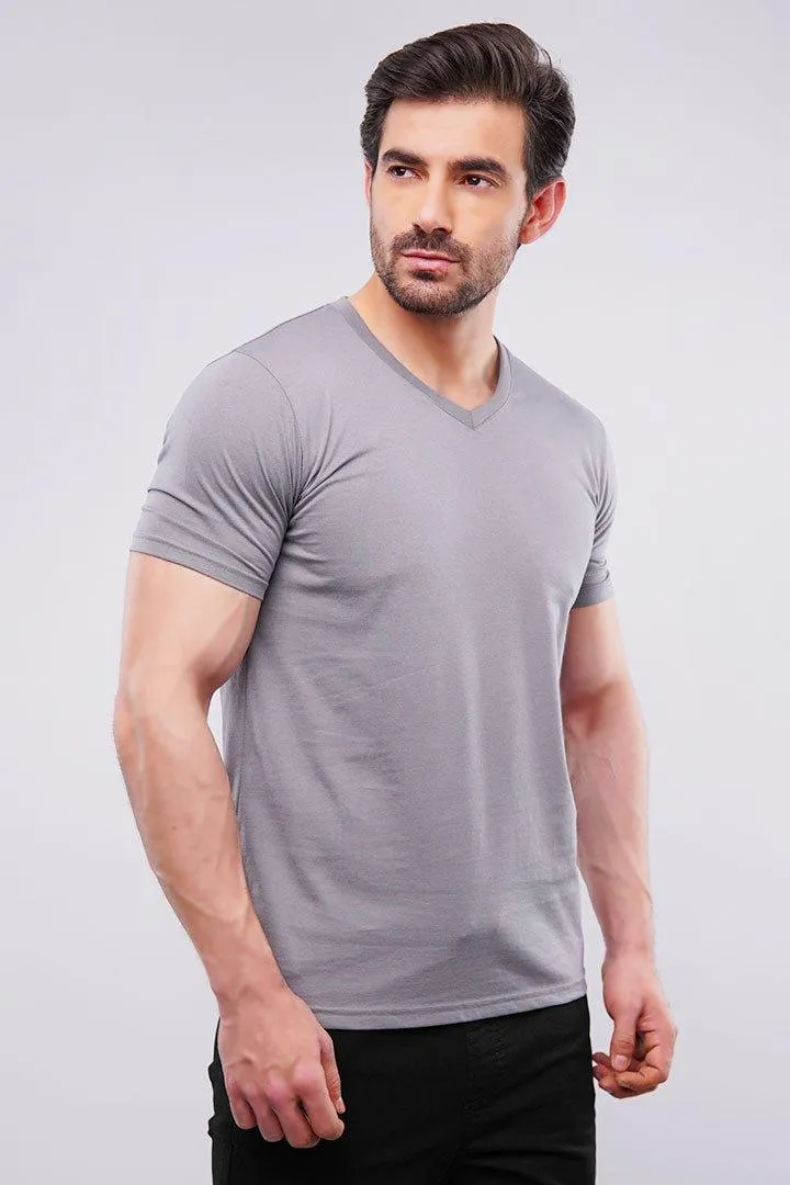 V-Neck T-Shirt - Grey