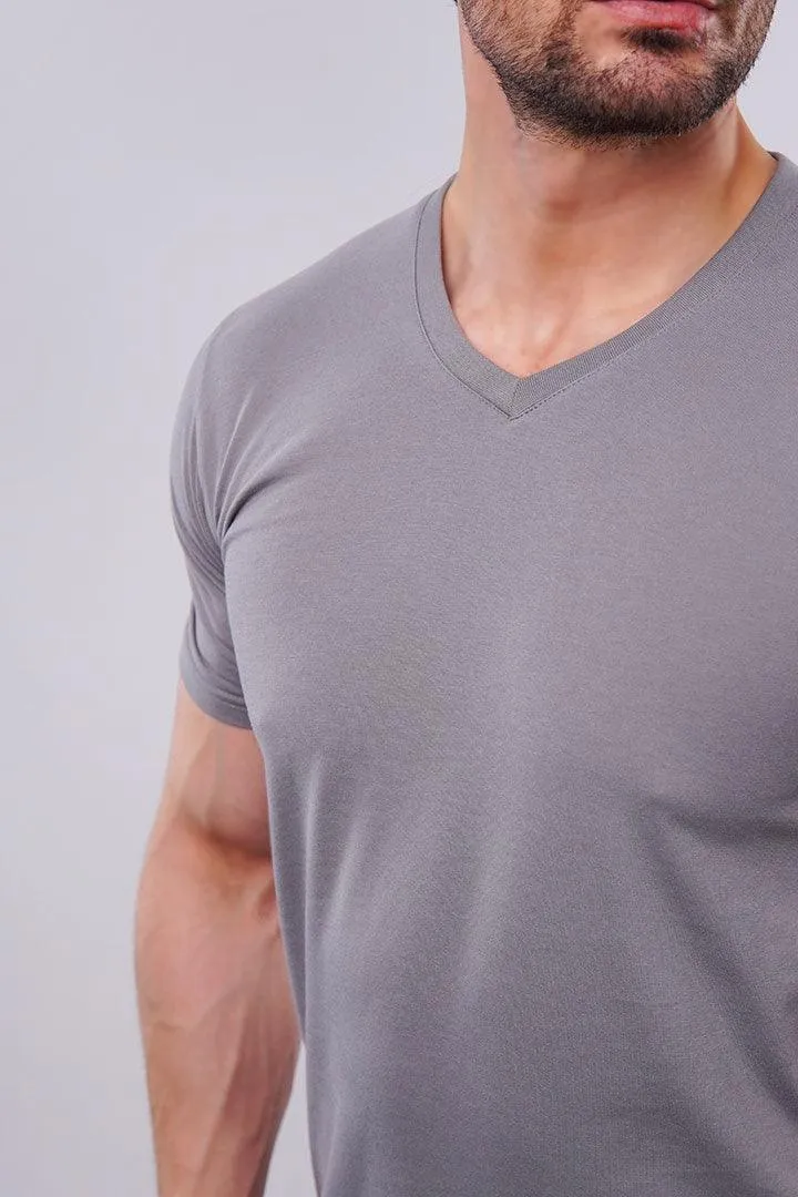 V-Neck T-Shirt - Grey