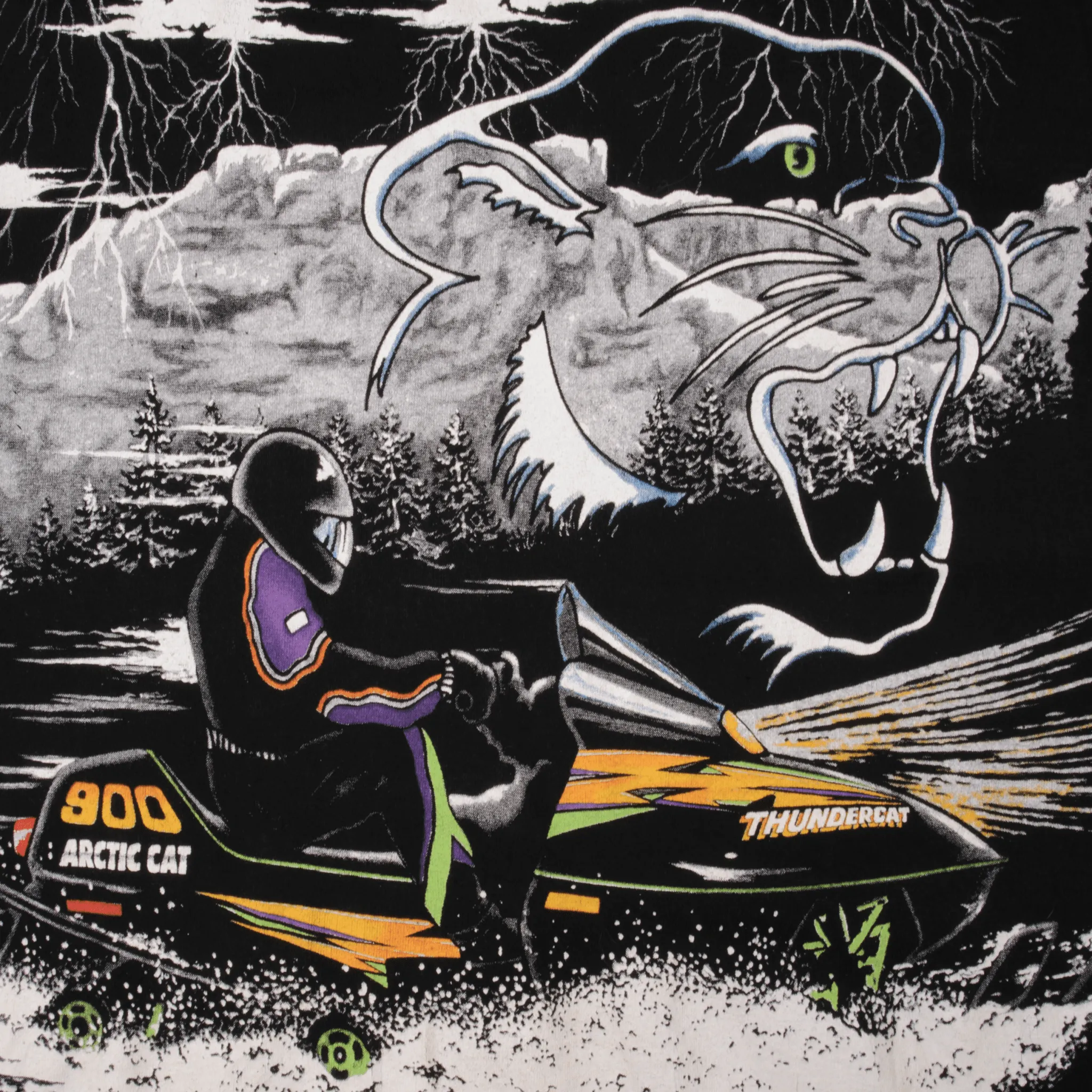 VINTAGE ALL OVER PRINT ARCTIC CAT SNOW MOBILE TEE SHIRT 1990S MEDIUM MADE USA